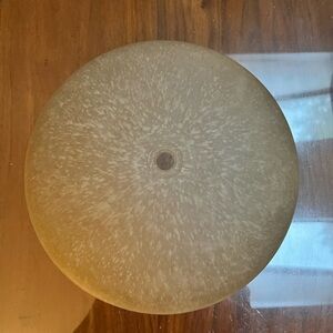 Round frosted Tan design globe for ceiling light fixture. Very good condition.